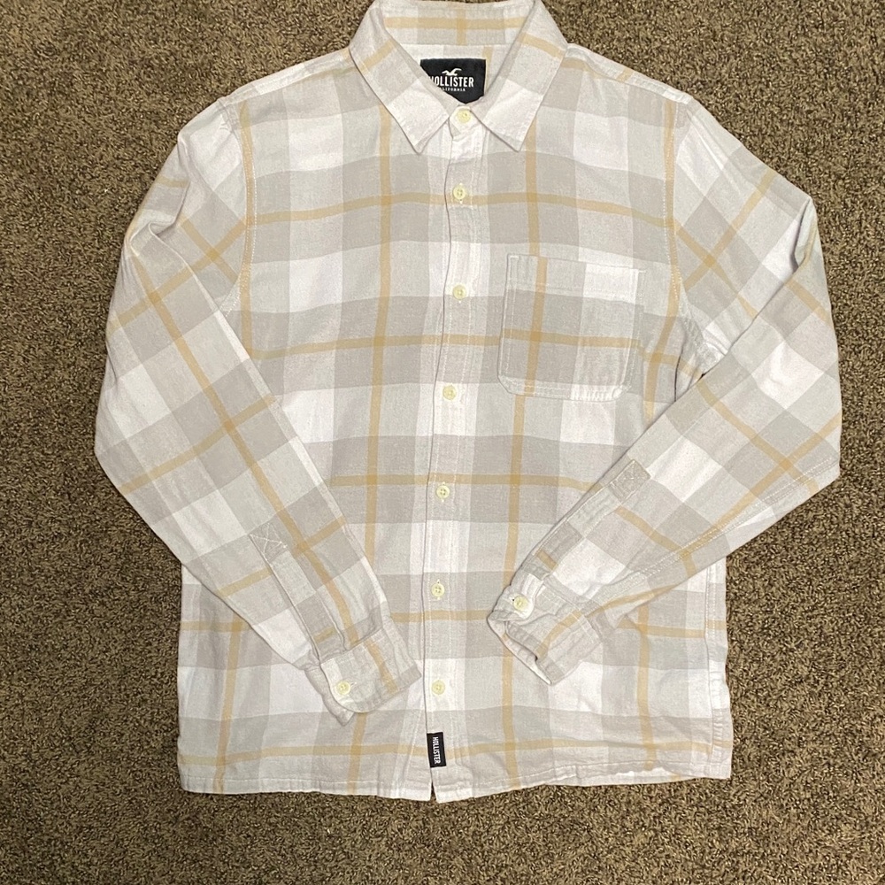 Hollister Beige and White Checkered Shirt